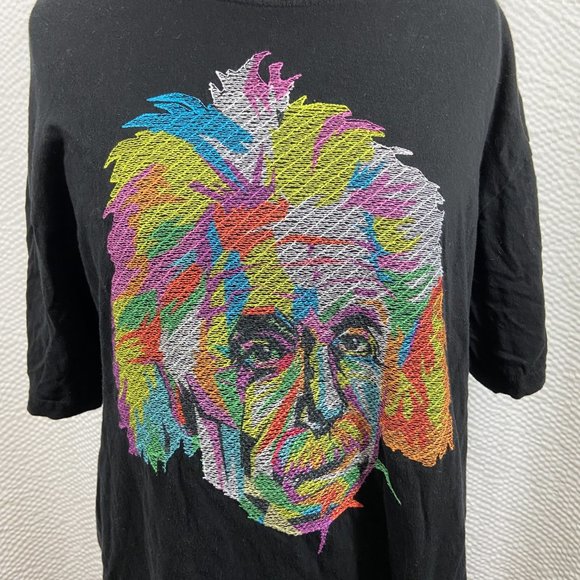 Albert Einstein t shirt bio world embroidery thread rainbow - Picture 2 of 8